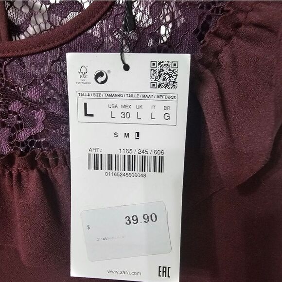 NWT Zara Plum Colored Sleeveless Dress Sz L - Picture 4 of 7